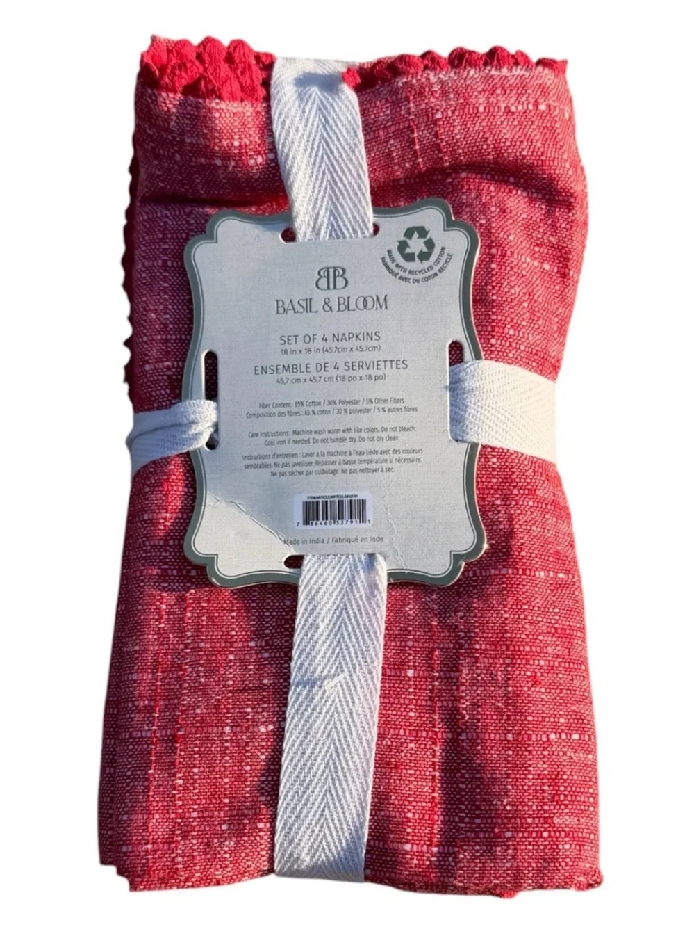 Basil & Bloom Vibrant Heathered Red Hue Cloth Napkins, Set of 4 (18